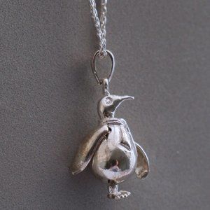 Sterling Silver Articulated Penguin Pendant with Necklace